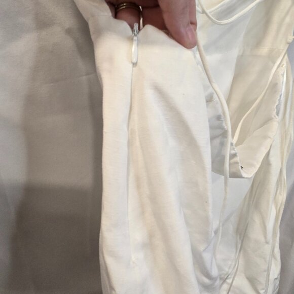 NWT Zara Dress White Off The Shoulder Open Back Mini Size Large Zip Puff-Sleeve - Picture 3 of 12